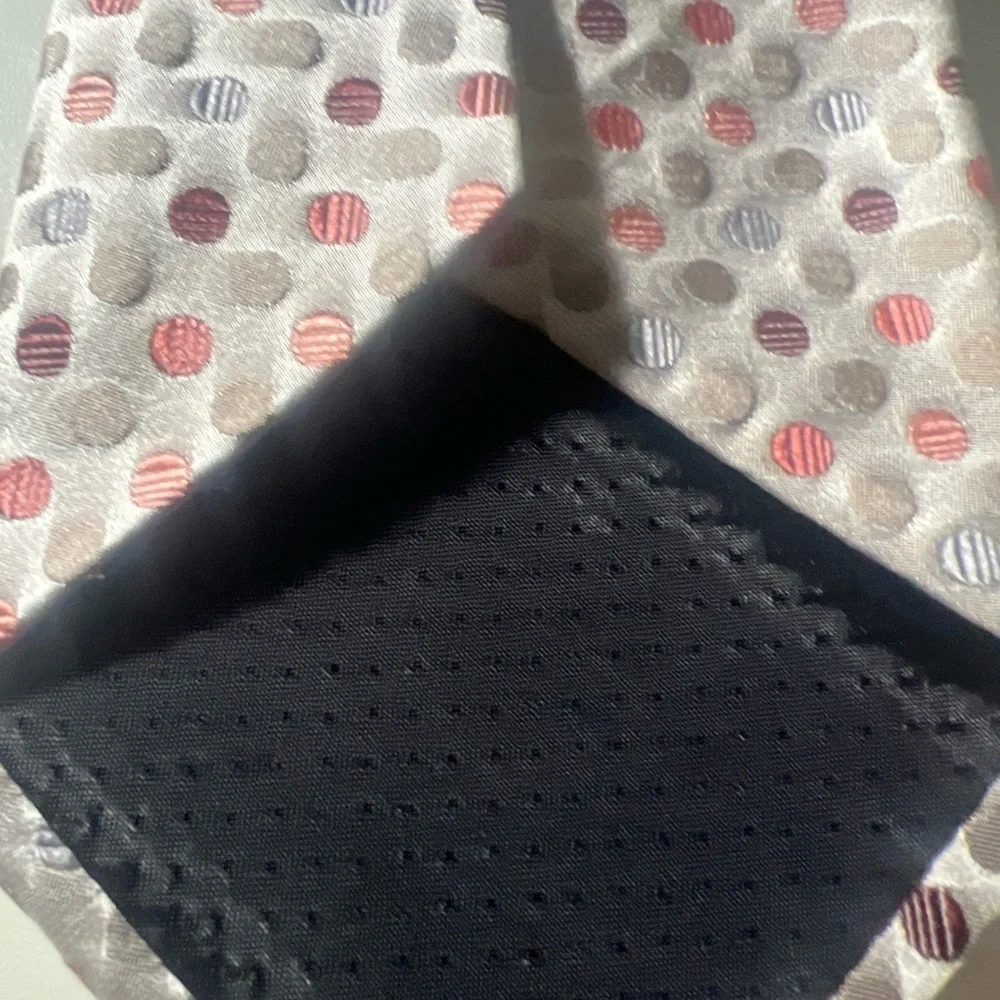 Geoffrey Beene Gray and Red Classic Tie with Polka Dots pastels
